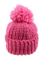 Romwe Pompom Embellished Knit Beanie-pink