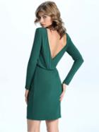 Romwe Green Surplice Back Long Sleeve Dress