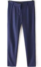 Romwe Slim Chiffon Navy Pant