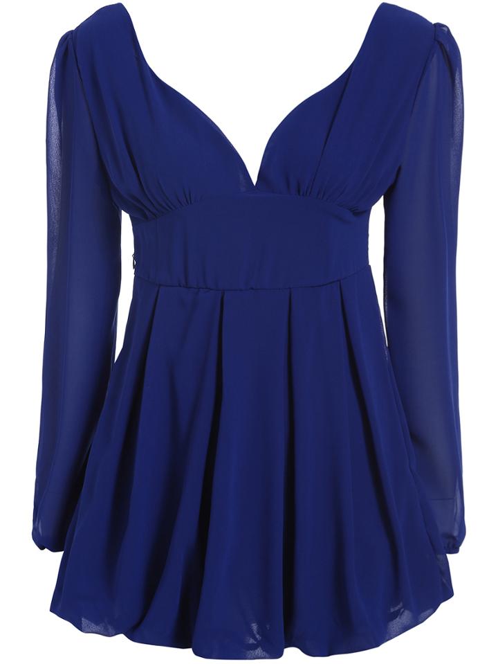 Romwe Heart Shape Collar Chiffon Dress