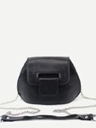 Romwe Black Cutout Fold Over Strap Closure Crossbody Bag