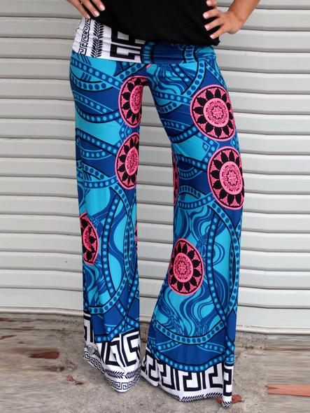 Romwe Geometric Print Wide Leg Pant