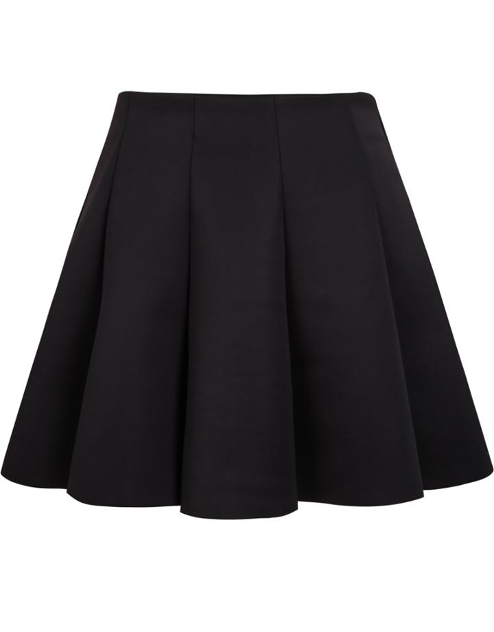 Romwe High Waist Pleated Black Skirt