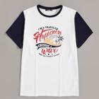 Romwe Guys Contrast Sleeve Distressed Graphic Tee