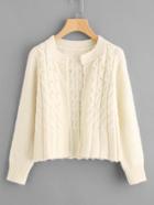 Romwe Pearl Beading Open Front Sweater Coat