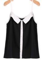 Romwe Spaghetti Strap Crop Black Vest