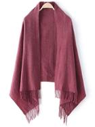 Romwe Fringe Red Scarf