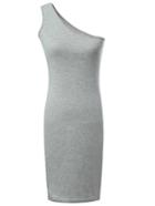Romwe Grey One Shoulder Sheath Dress