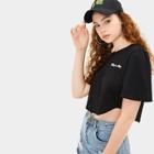 Romwe Letter Embroidered Curved Hem Tee