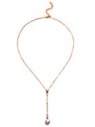 Romwe Gold Plated Faux Pearl Pendant Y Necklace