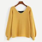 Romwe Contrast Strap Back Lantern Sleeve Jumper