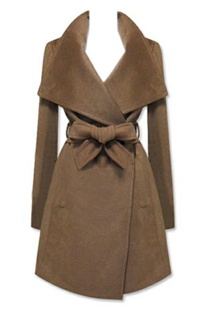 Romwe New Style  Lapel Brown Coat