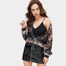Romwe Zip-up Sequin Jacket