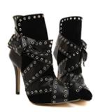 Romwe Black Rivet High Heel Shoes