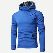 Romwe Men Buckle & Zipper Detail Hoodie
