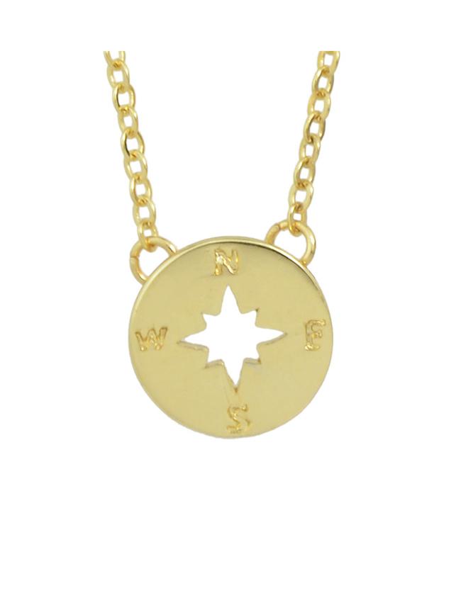 Romwe Gold Plated Round Pendant Necklace