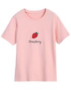 Romwe Strawberry Print Pink T-shirt