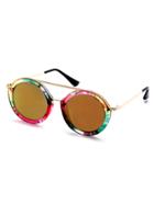 Romwe Multicolor Frame Metal Trim Double Bridge Sunglasses