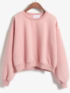Romwe Round Neck Crop Pink Sweatshirt