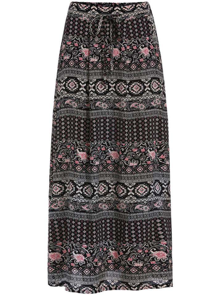 Romwe Tribal Print Drawstring Waist Skirt