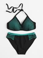 Romwe Net Overlay Bikini Set
