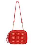 Romwe Studded Chain Strap Shoulder Bag - Red