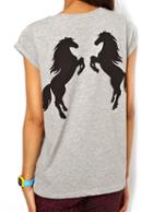 Romwe Horses Print Round Neck T-shirt