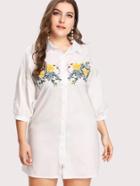 Romwe Embroidery Front Shirt Dress