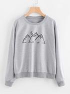 Romwe Drawing Print Marled Pullover
