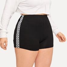Romwe Plus Contrast Checkered Cycling Shorts