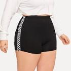 Romwe Plus Contrast Checkered Cycling Shorts