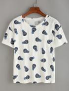 Romwe Allover Light Bulb Print T-shirt - Blue