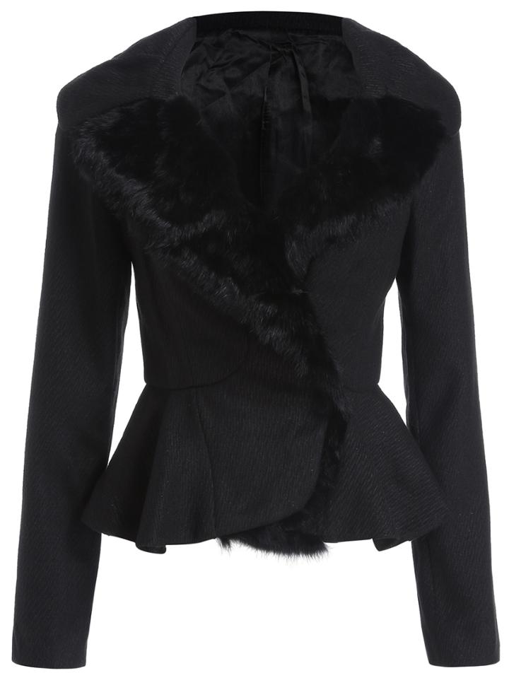 Romwe Lapel Peplum Hem Slim Coat