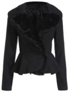 Romwe Lapel Peplum Hem Slim Coat