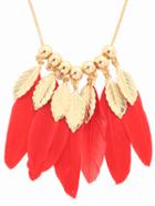 Romwe Fashionable Feather-shaped Pendant Necklace