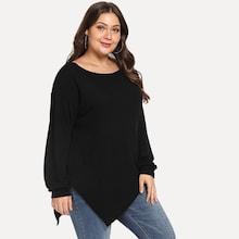 Romwe Plus Drop Shoulder Asymmetrical Tee
