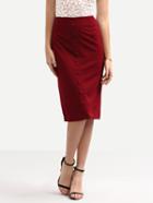 Romwe Buttoned Front Pencil Skirt - Burgandy