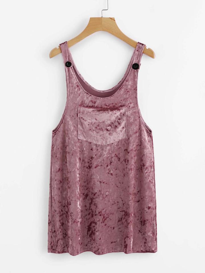Romwe Letter Pocket Pinafore Dress