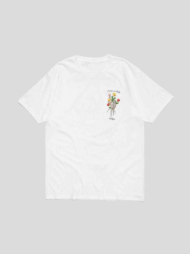 Romwe Men Skeleton Hand With Flower Graphic T-shirt