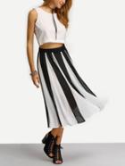 Romwe Vertical Striped Chiffon Skirt