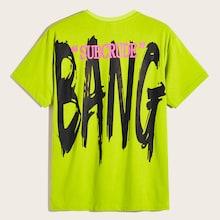 Romwe Guys Letter Print Patched Neon Tee