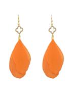Romwe Daily Wear Long Drop Orange Feather Earrings