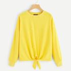 Romwe Knotted Front Pearl Embellished Pullover