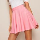 Romwe Solid Skater Skirt