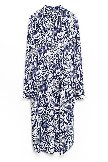 Romwe Floral Print Buttoned Longline Shirt