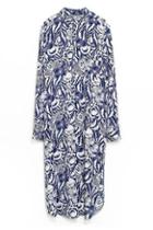 Romwe Floral Print Buttoned Longline Shirt