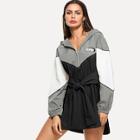 Romwe Letter Embroidered Hooded Dress