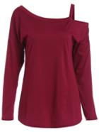 Romwe Cold Shoulder Long Sleeve T-shirt