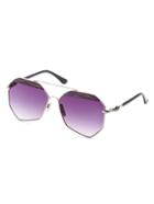Romwe Gold Frame Double Bridge Purple Polygon Lens Sunglasses