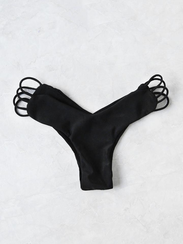 Romwe Ladder Cutout Bikini Bottom